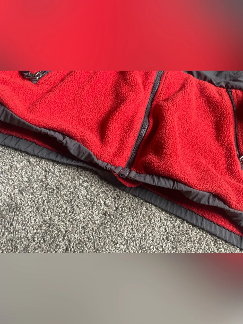 The North Face Red and Gray Fleece Jacket Boys Large
